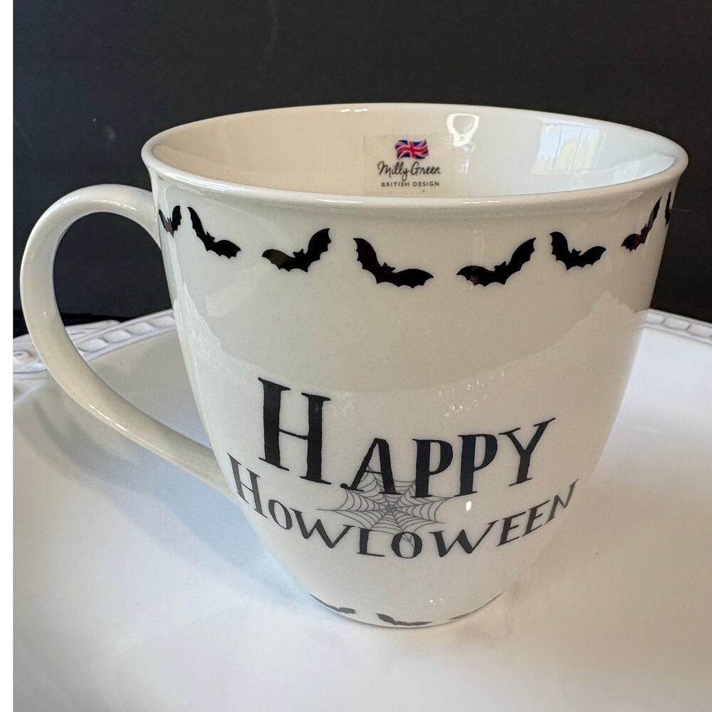 Milly Green Happy Howloween Mug w/ Dachshund & Bats NWT | British Designs
